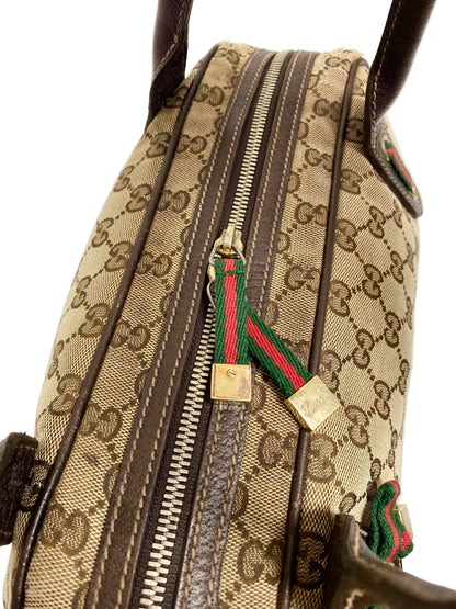 Gucci Brown Monogram Bow Sherry Line Princy Boston Meduim Bag