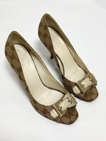 Gucci Brown & Gold Bow Heels