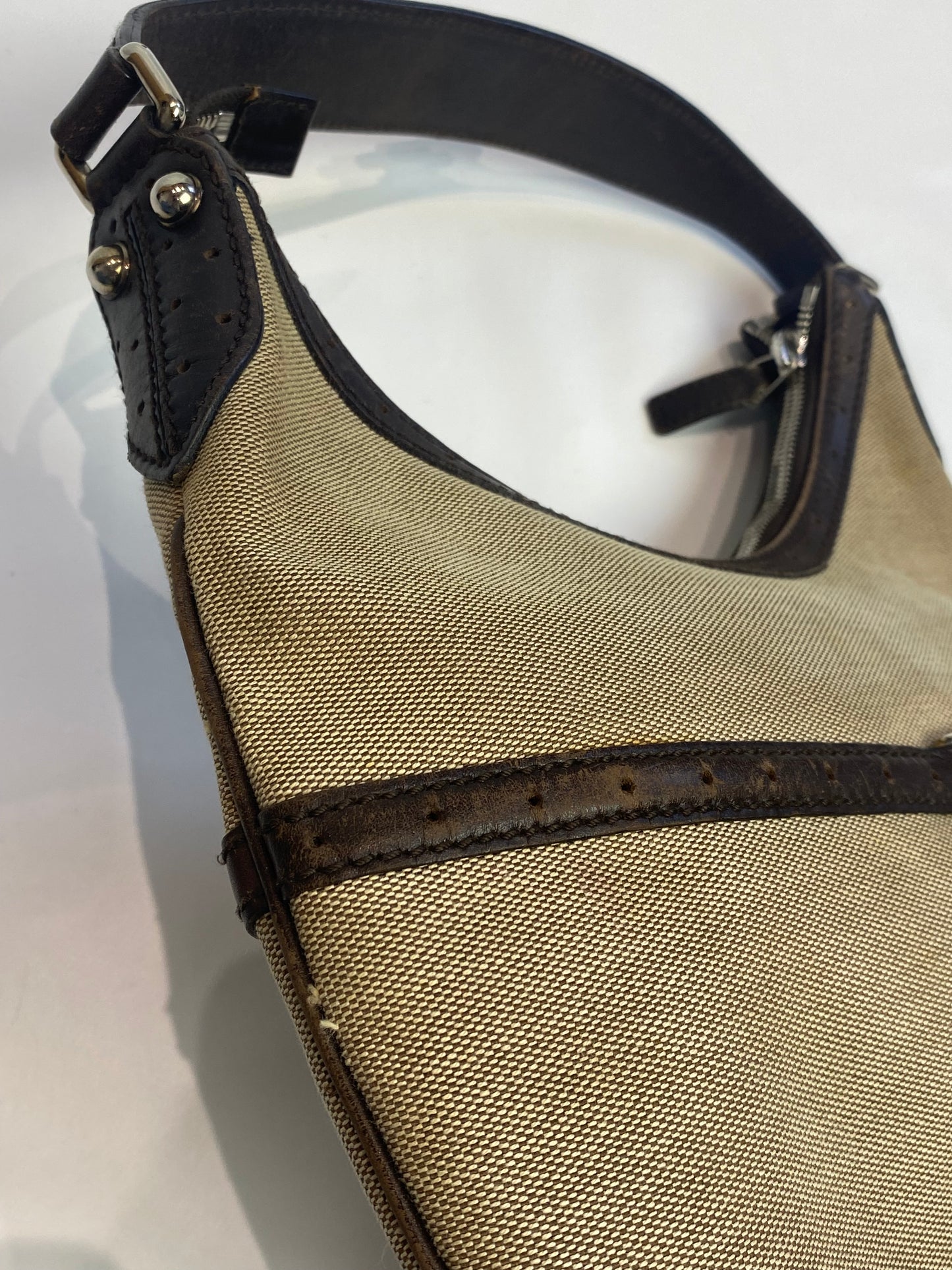 Gucci GG Reins Cream Canvas Sherry Line Shoulder Bag