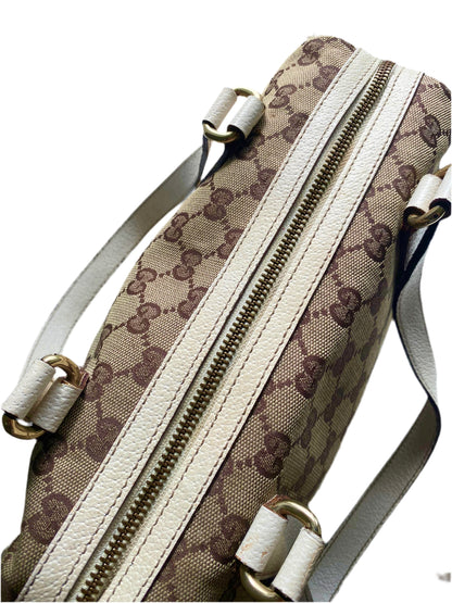 Gucci Vintage White/Beige GG Canvas Small Charmy Boston Bag