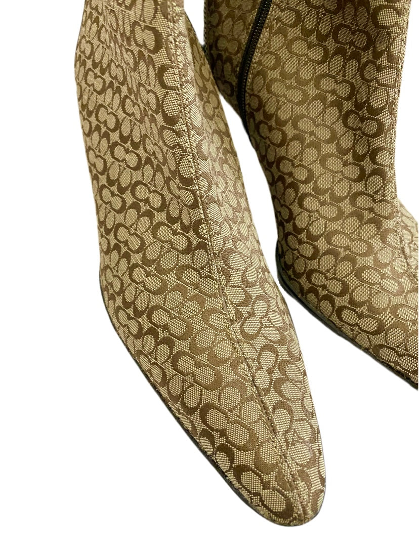 Coach Monogram Canvas Jeri Ankle Boots