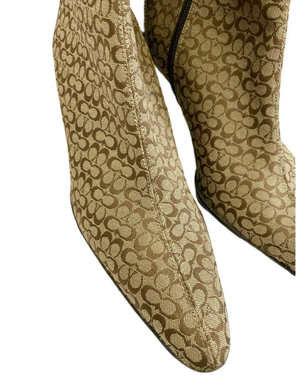 Coach Monogram Canvas Jeri Ankle Boots
