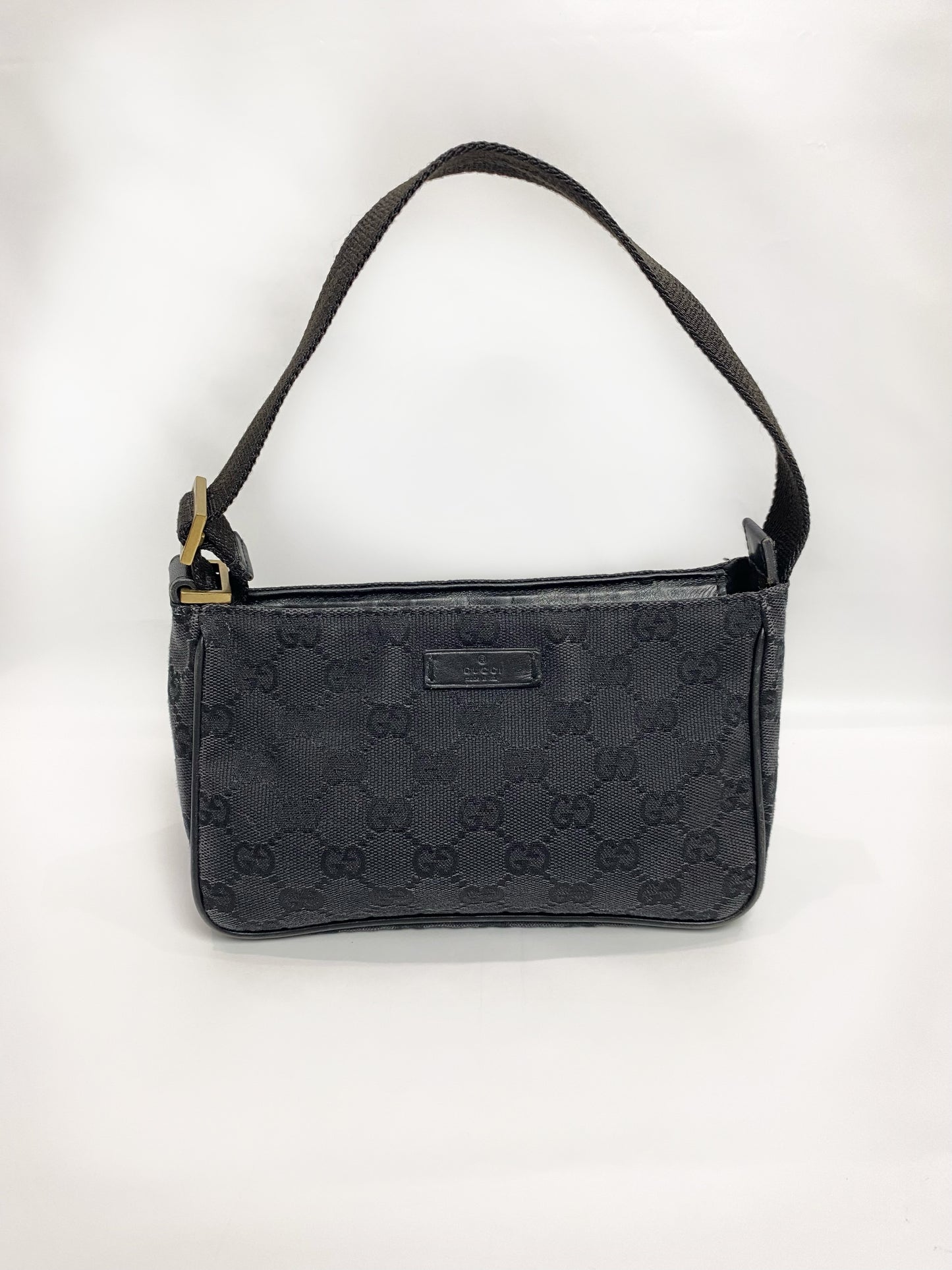 Gucci GG Monogram Canvas Black Pouch Shoulder Bag