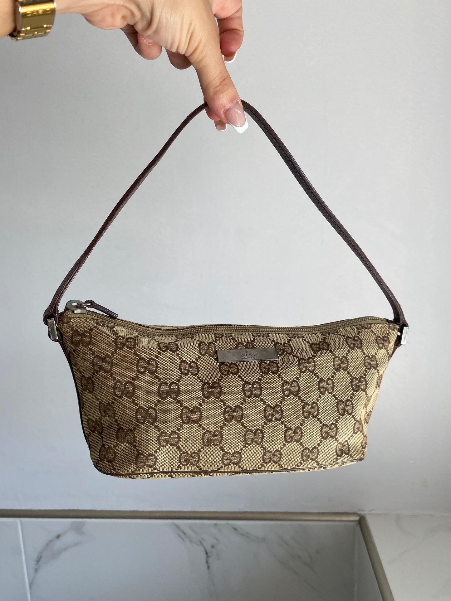 Gucci GG Canvas Pelham Studded Hobo Bag