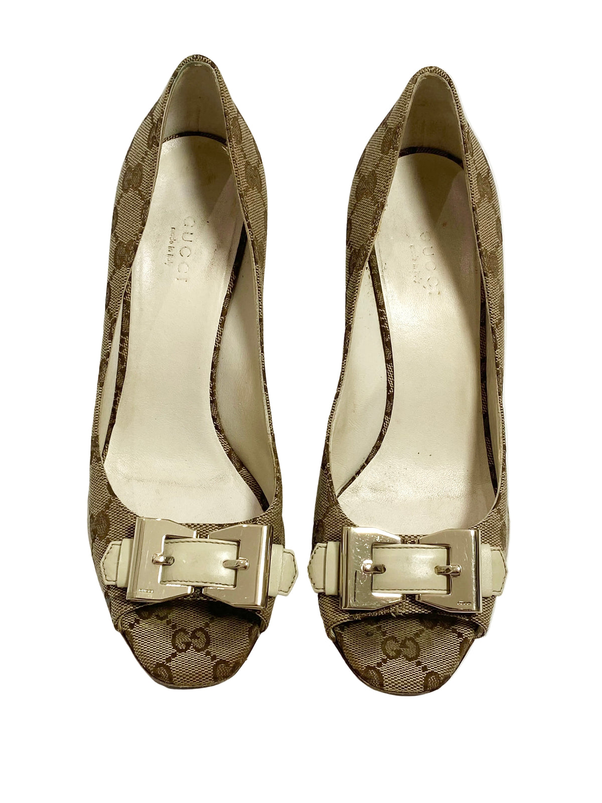 Gucci Brown & Gold Bow Heels