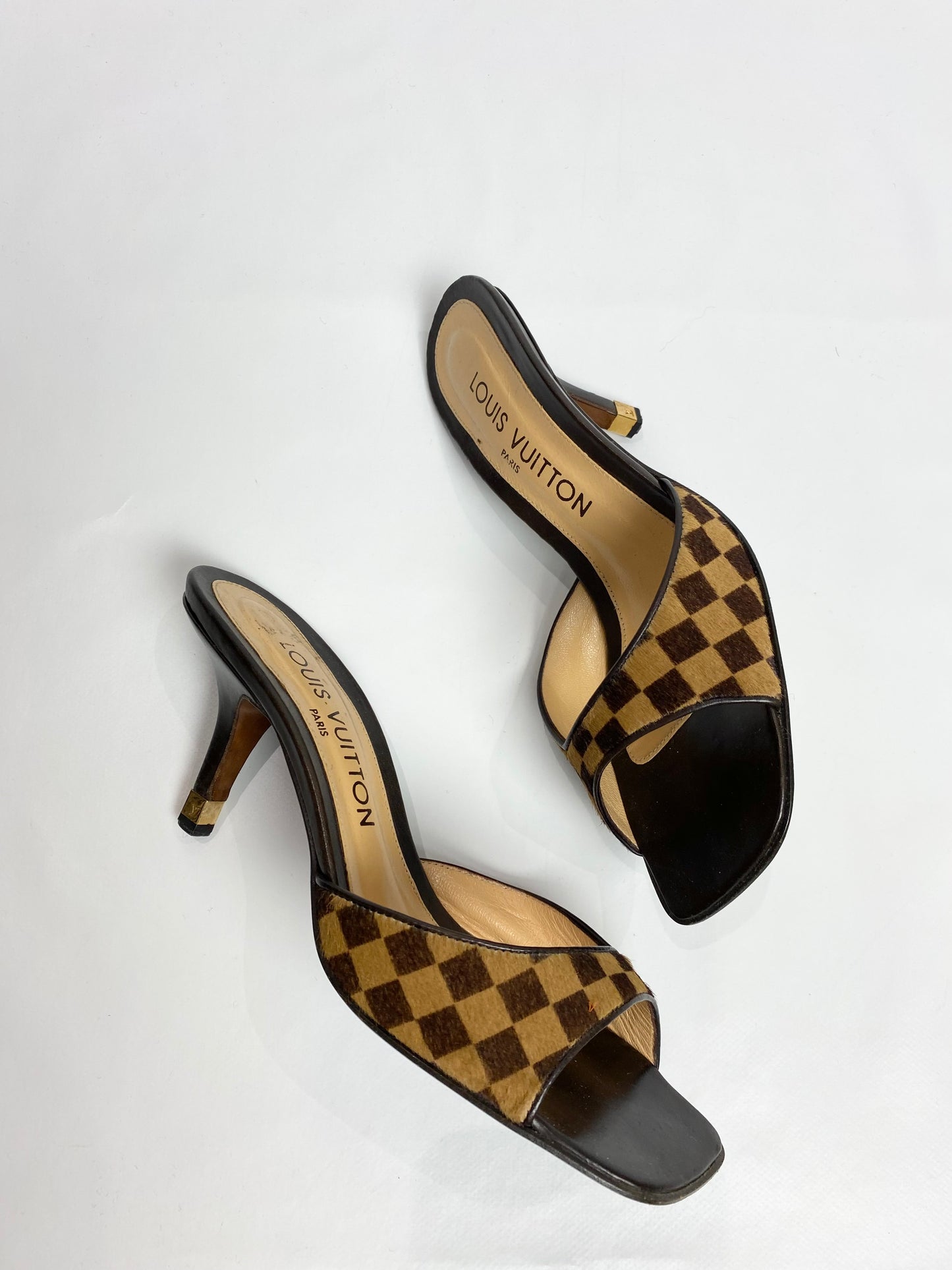 Louis Vuitton Brown Pony Hair Damier Heels