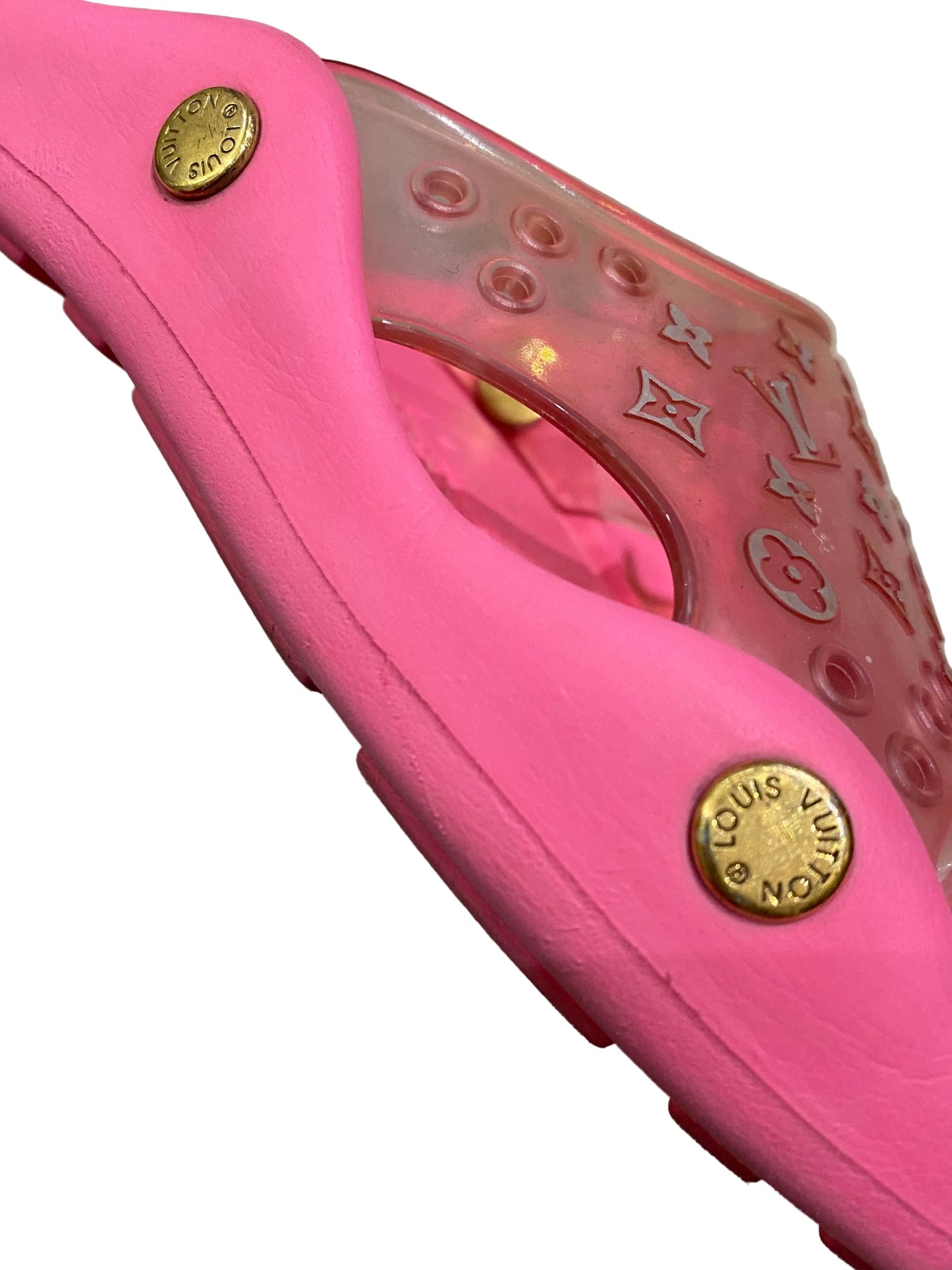 Louis Vuitton Hot Pink Pool Rubber Jelly Slides