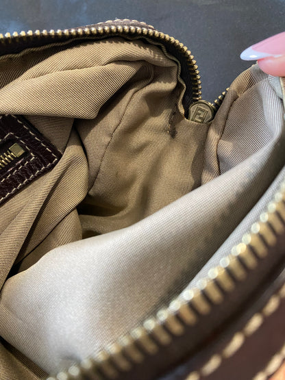 Fendi Zucchino Canvas Baguette Bag in Rose Pink