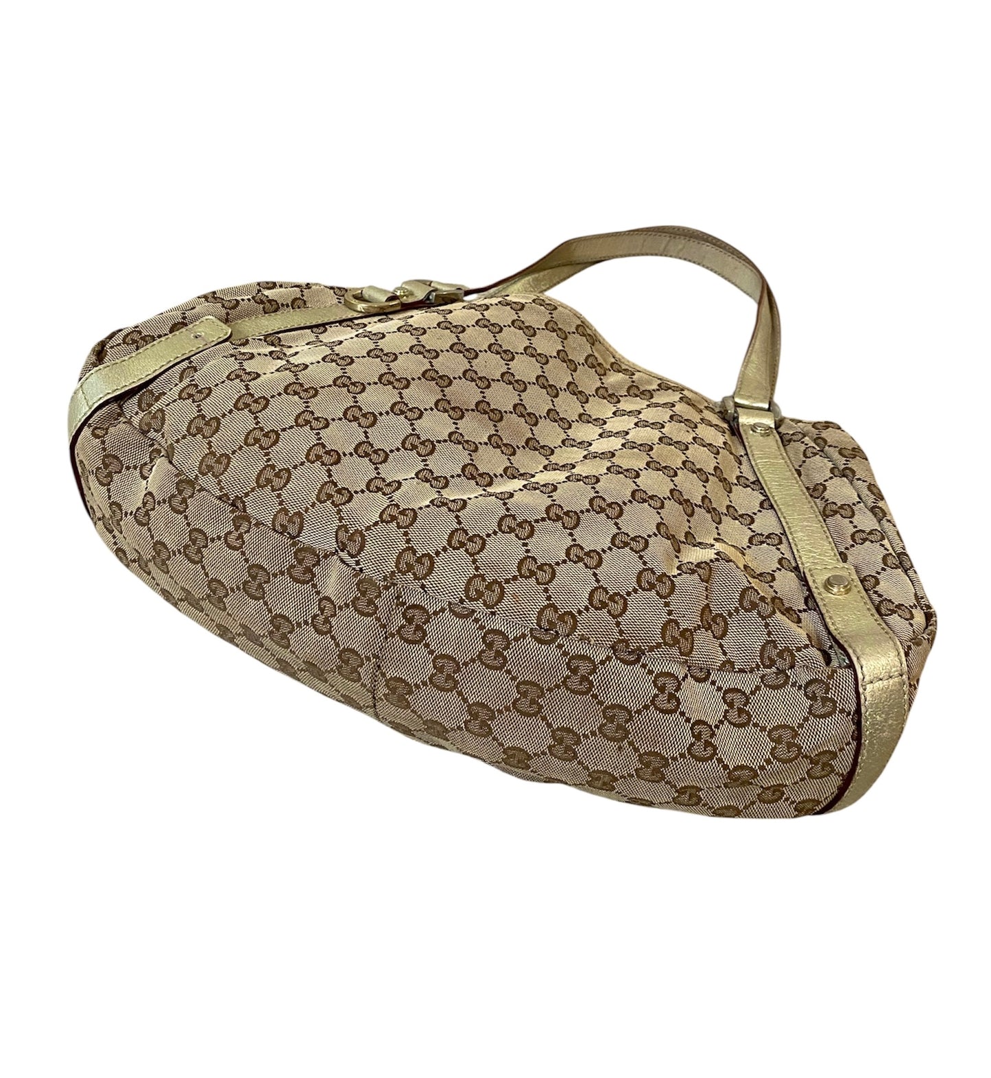 Gucci GG Canvas Brown Gold Abbey Tote Bag