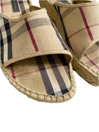 Burberry Vintage Nova Check Espidrille Sandals Cream