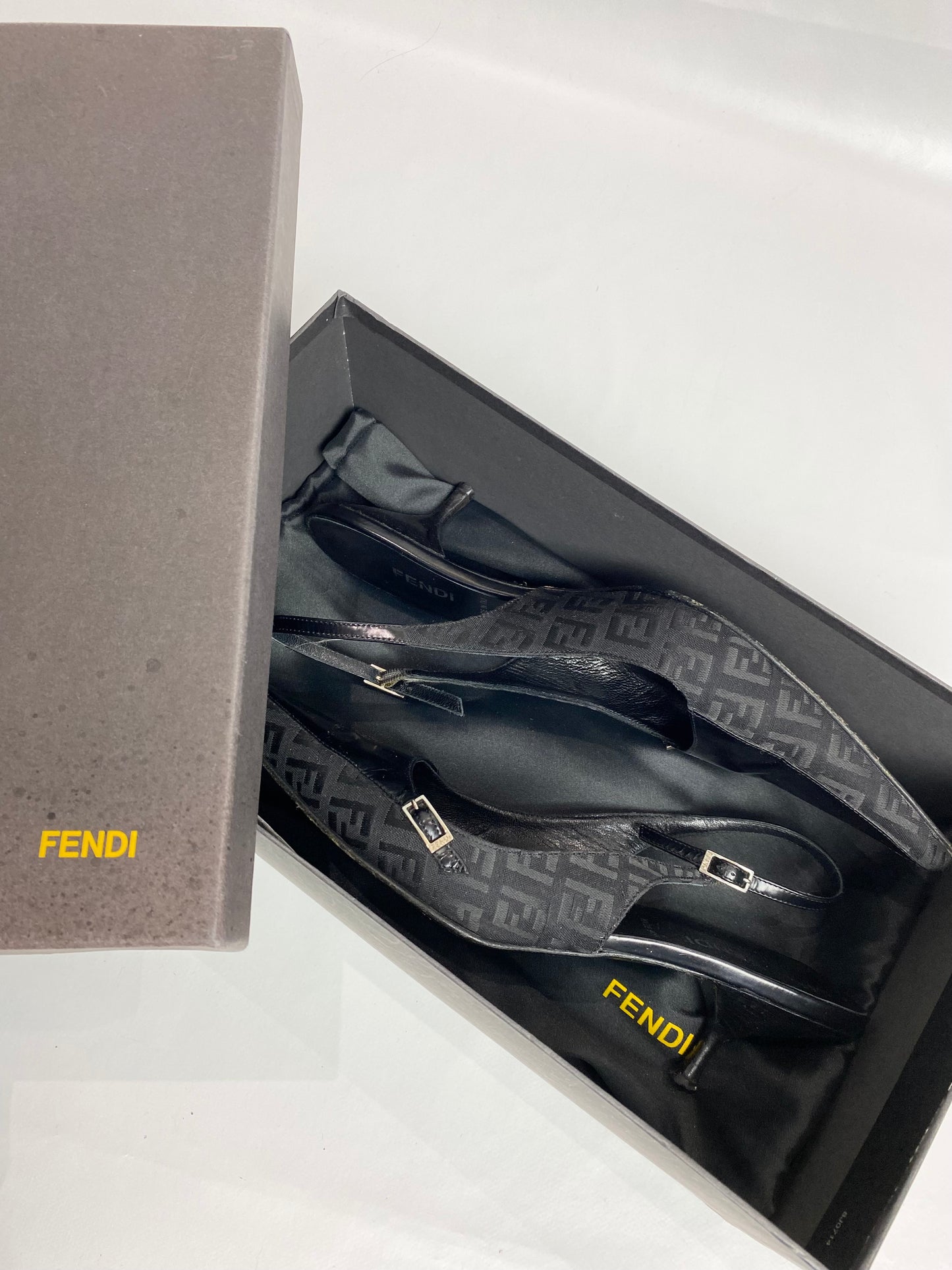 Fendi Zucca FF Logo Slingback Heels