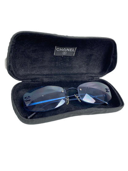 Chanel Vintage Dark Blue Rimless Sunglasses