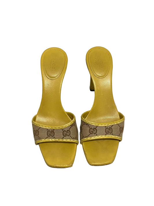 Gucci Mustard Yellow GG Monogram Mule Heels
