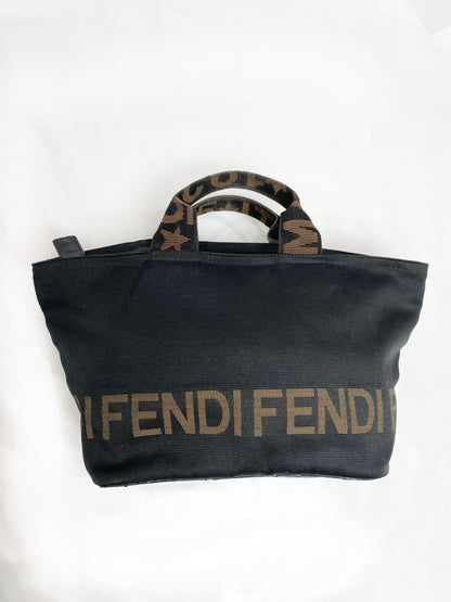 Fendi Logo Nylon Black Mini Tote Bag