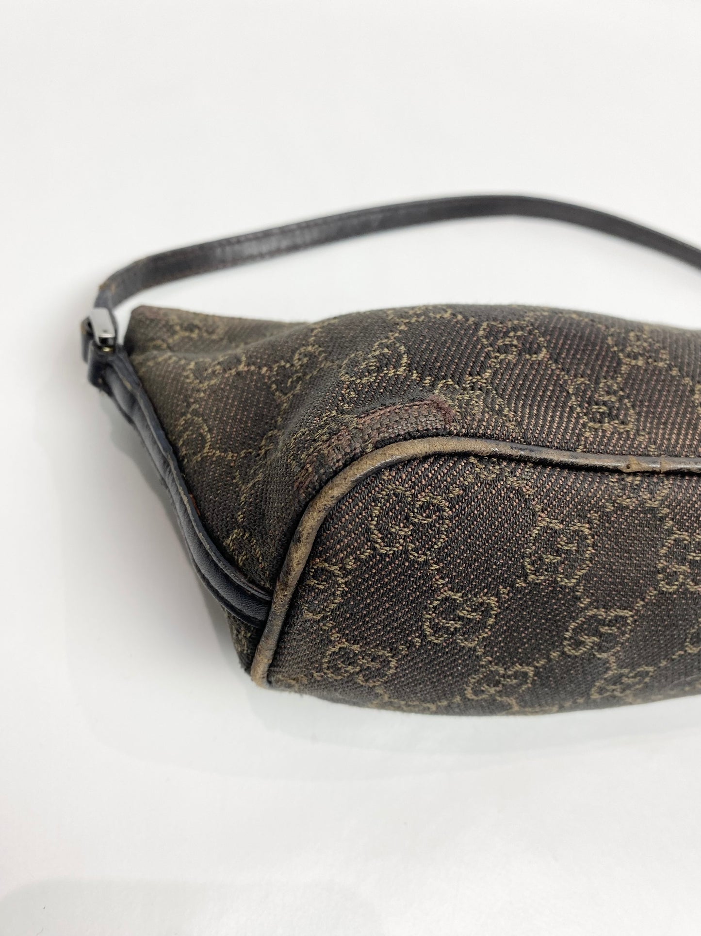 Gucci GG Monogram Dark Brown Demin Pochette Bag