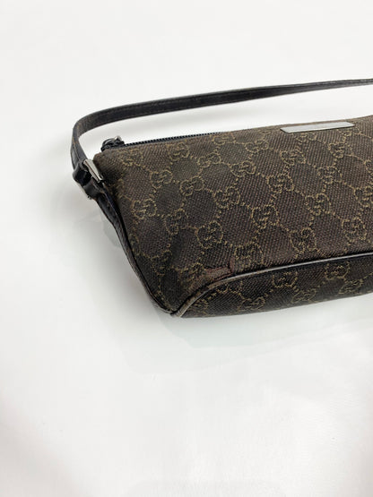 Gucci GG Monogram Dark Brown Demin Pochette Bag