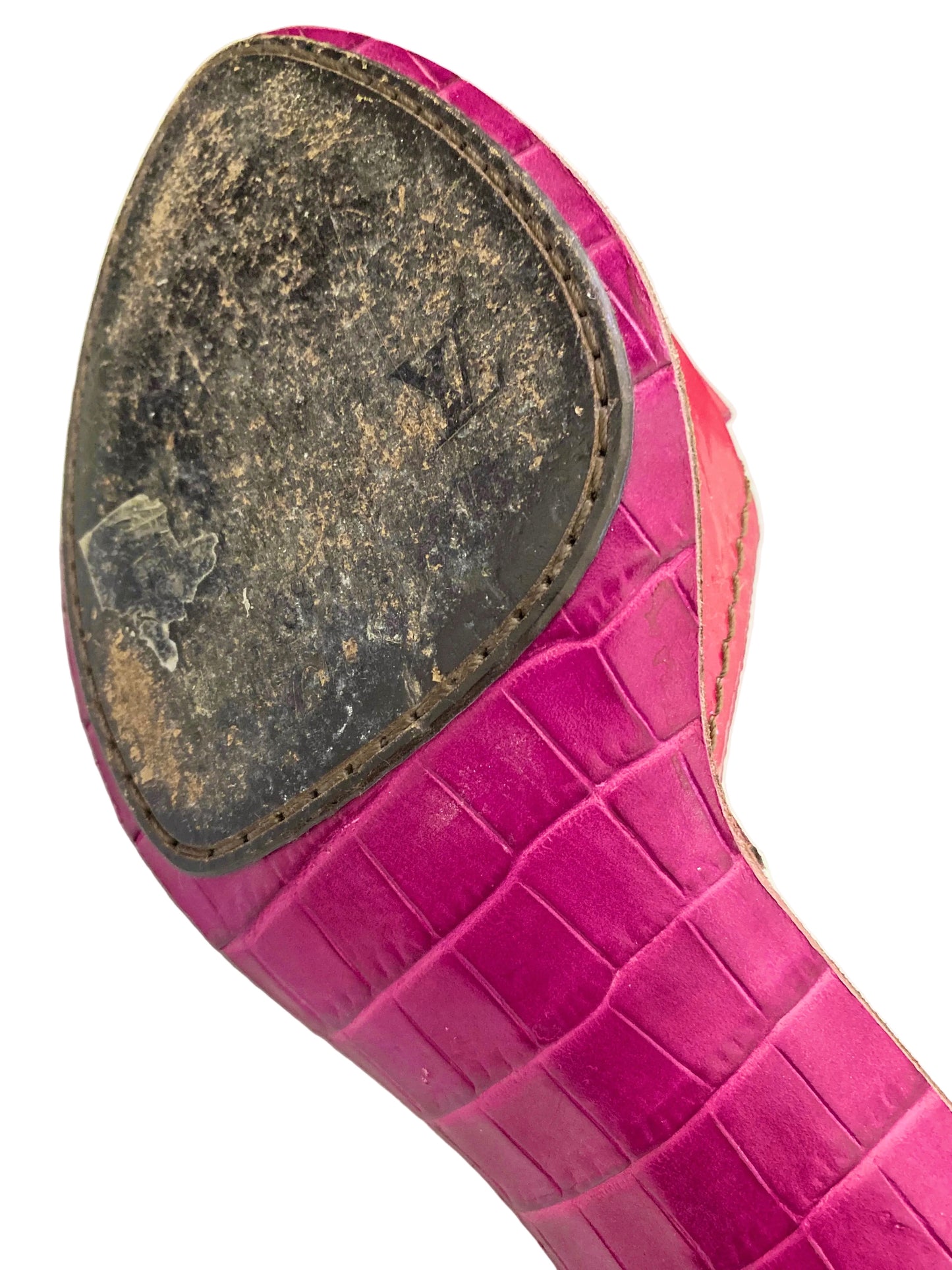 Louis Vuitton Hot Pink Gold Logo Mules