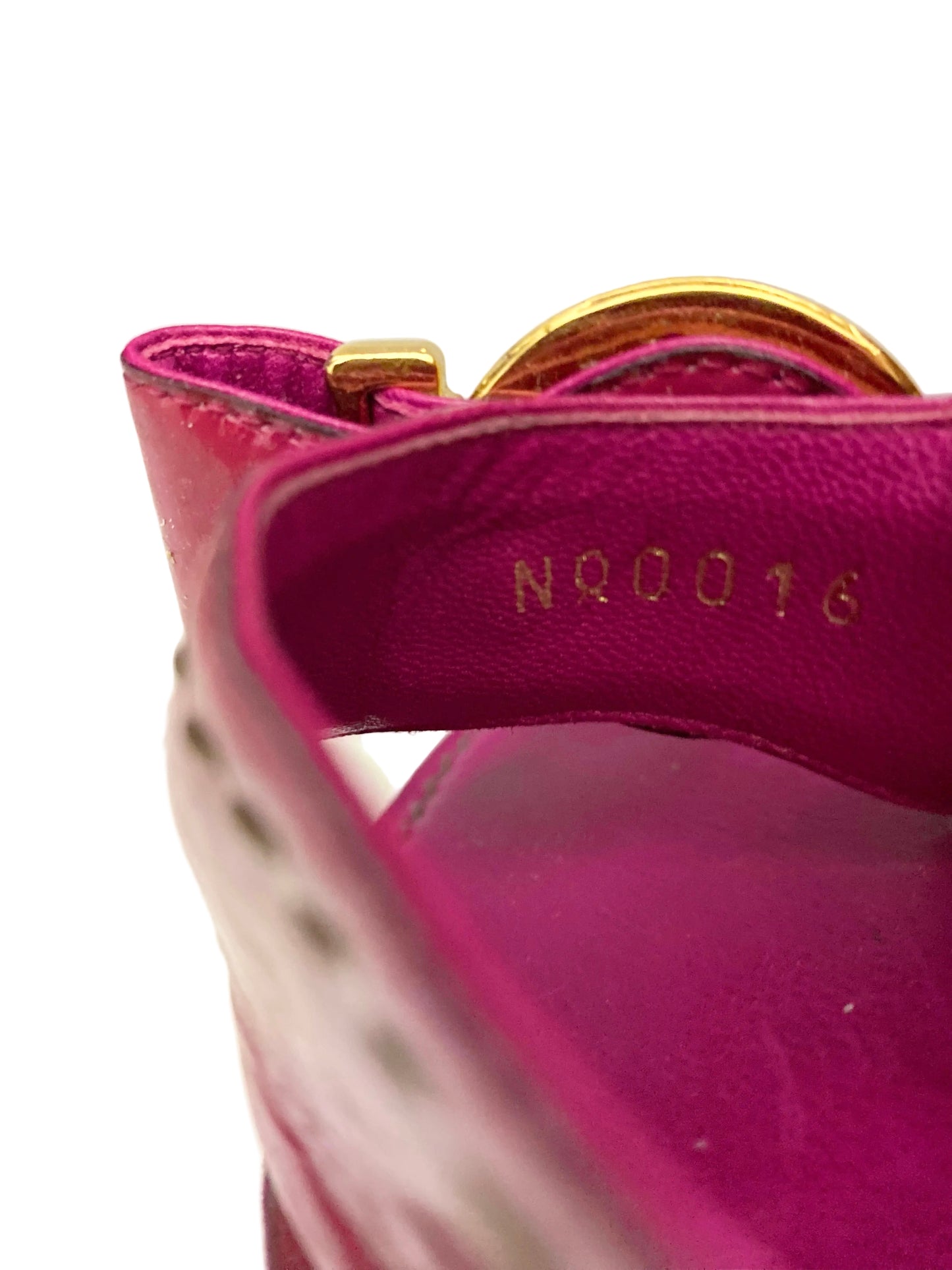 Louis Vuitton Hot Pink Gold Logo Mules