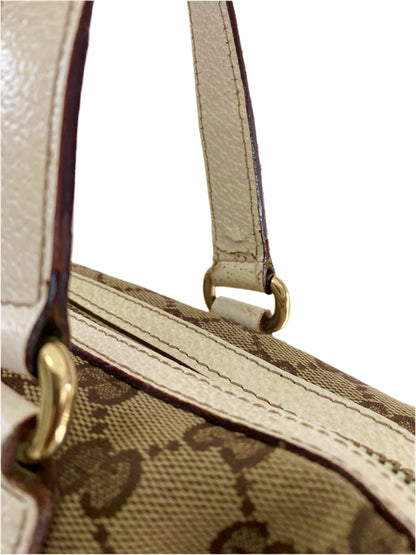 Gucci Vintage White/Beige GG Canvas Small Charmy Boston Bag