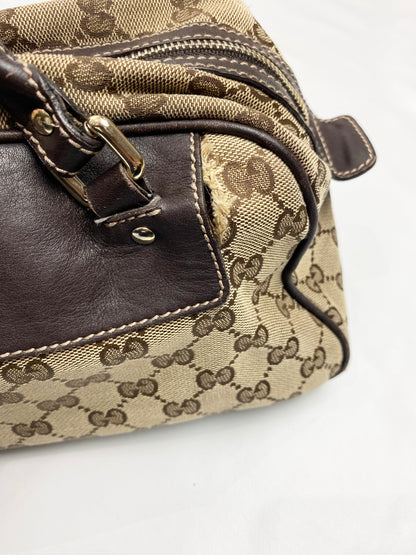 Gucci Monogram Canvas Brown Flower Boston Bag