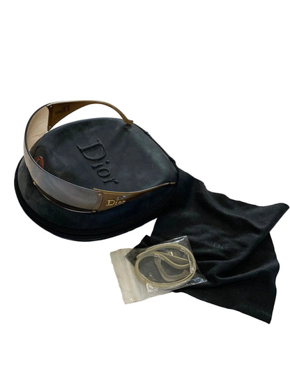 Dior Vintage Gold Ski 5 Wrap Around Sunglasses John Galliano