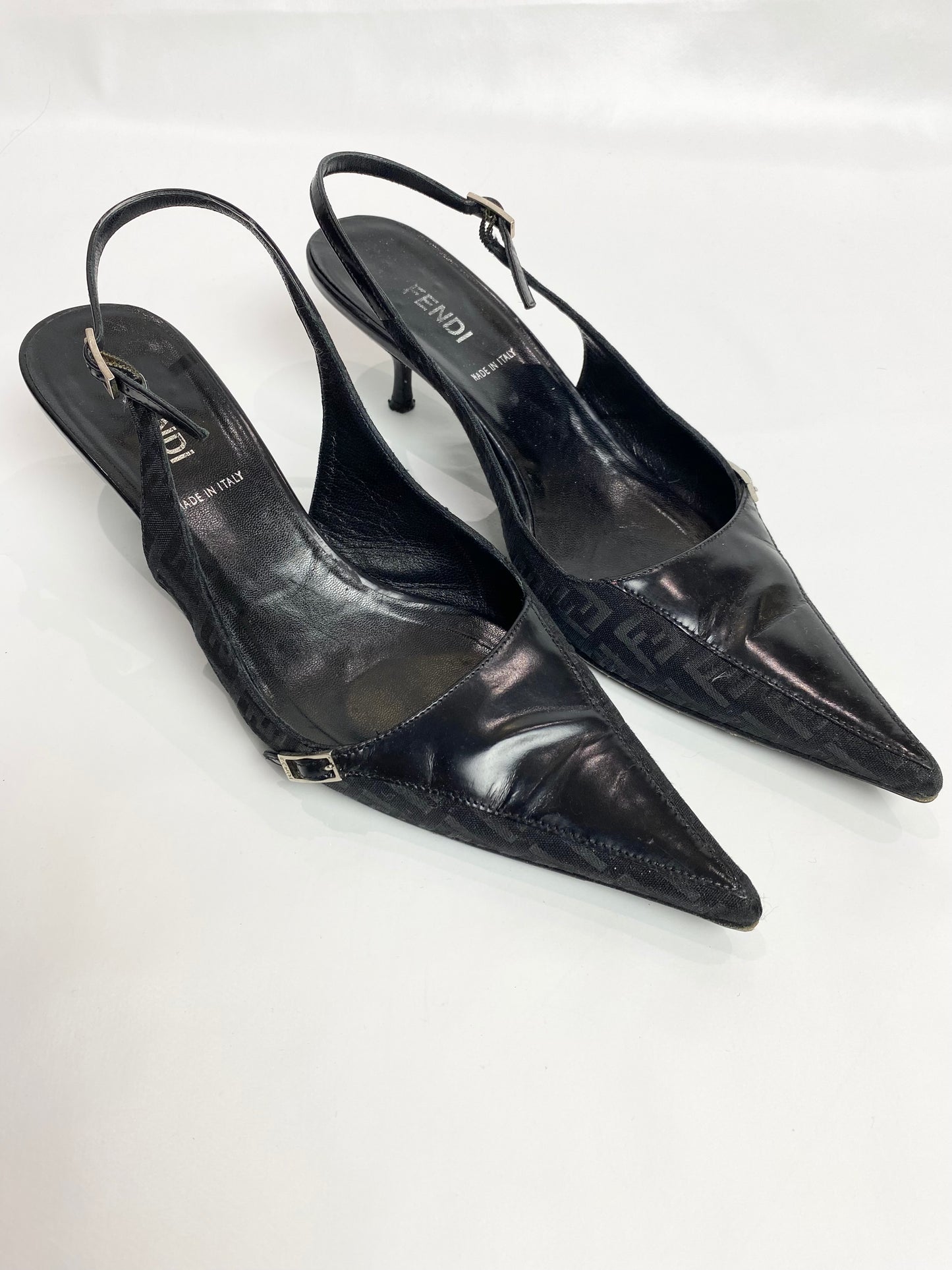 Fendi Zucca FF Logo Slingback Heels