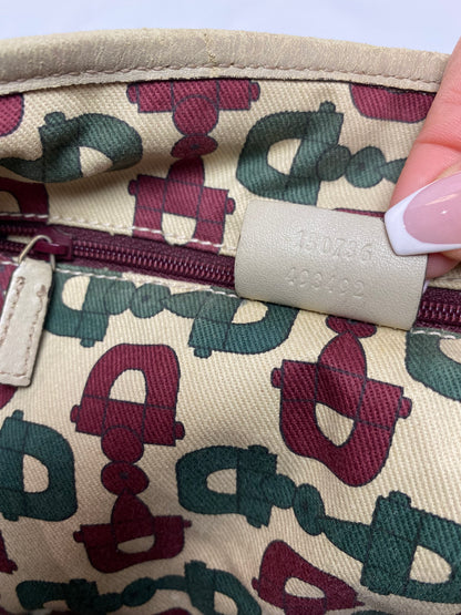 Gucci GG Canvas Cream Leather Abbey Tote Bag