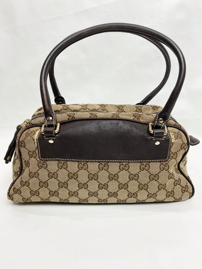 Gucci Monogram Canvas Brown Flower Boston Bag