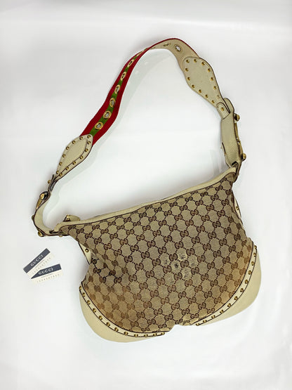 Gucci GG Canvas Pelham Studded Hobo Bag