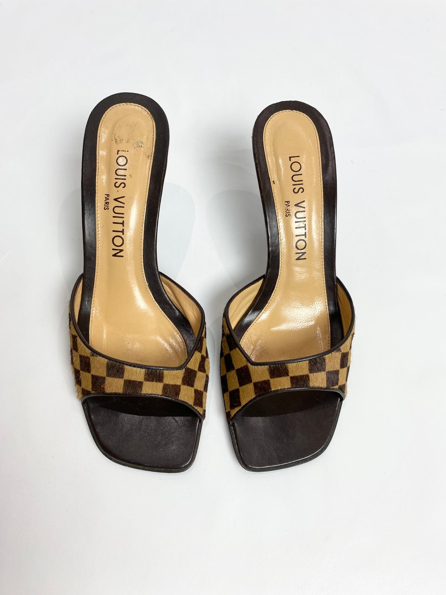 Louis Vuitton Brown Pony Hair Damier Heels