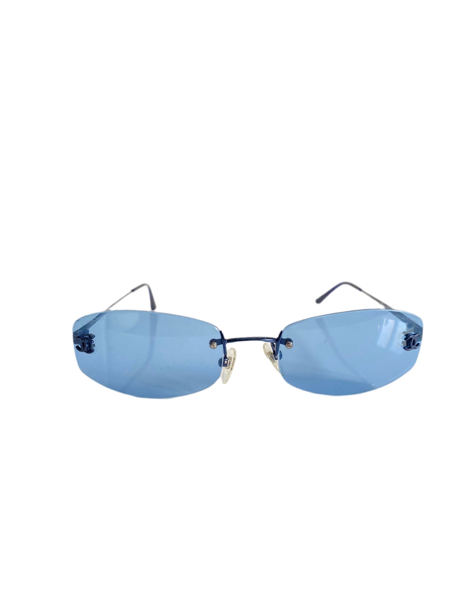 Chanel Vintage Dark Blue Rimless Sunglasses
