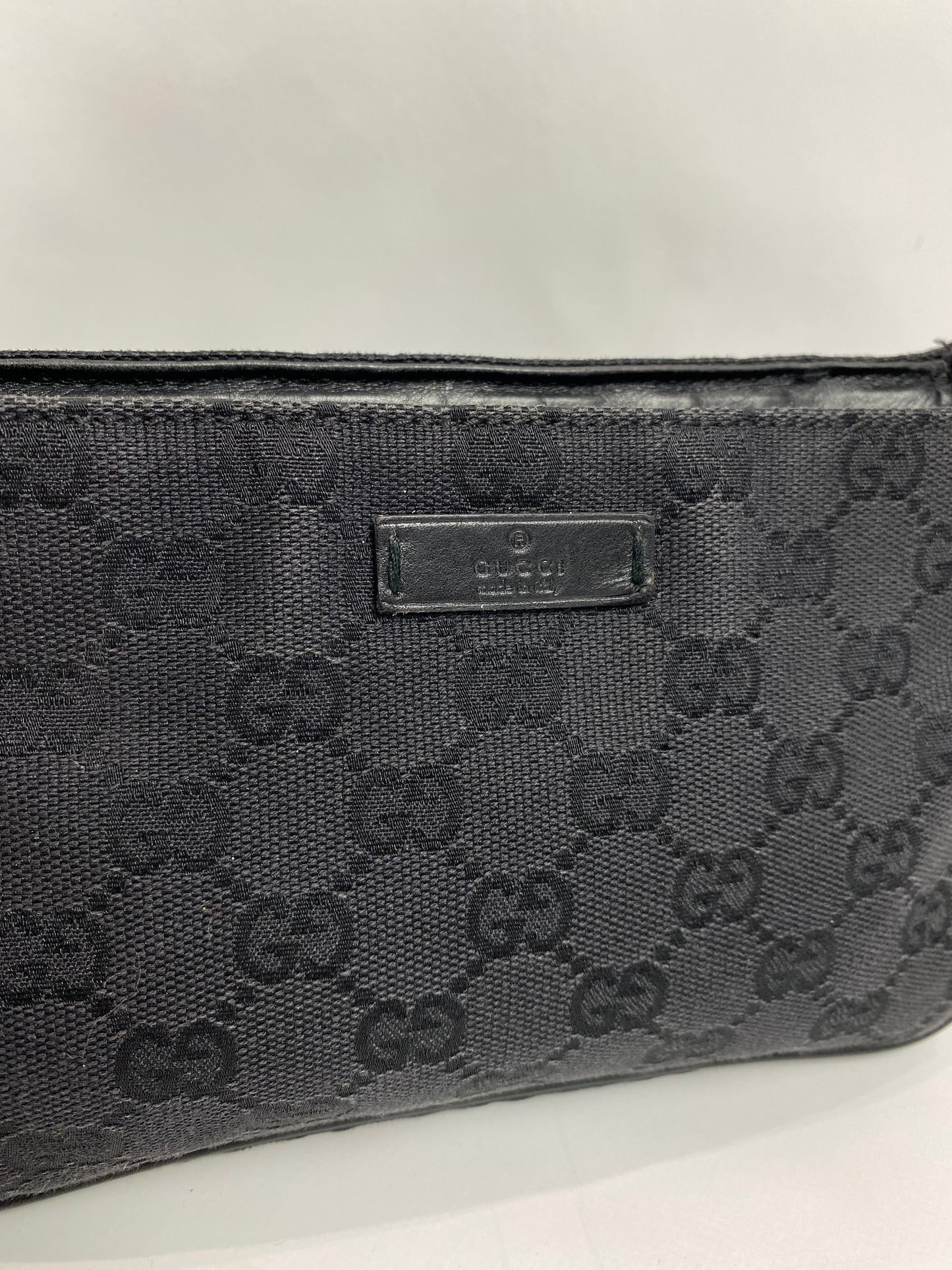 Gucci GG Monogram Canvas Black Pouch Shoulder Bag