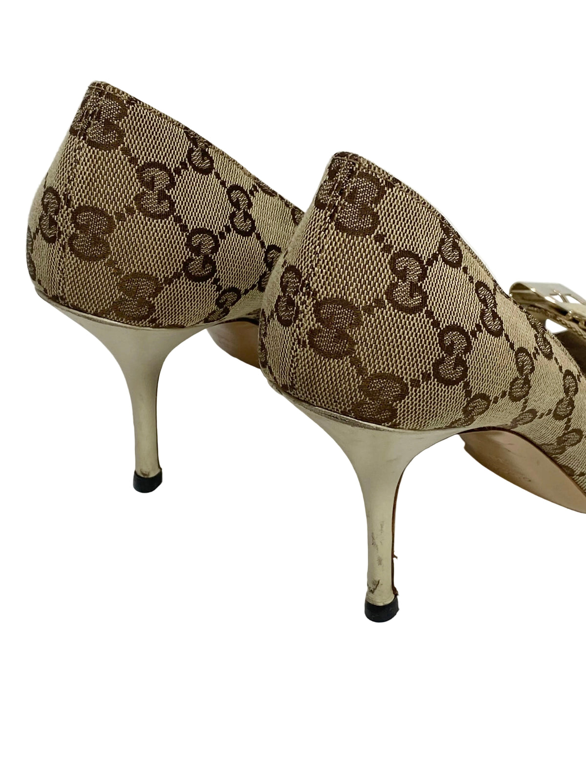 Gucci Brown & Gold Bow Heels