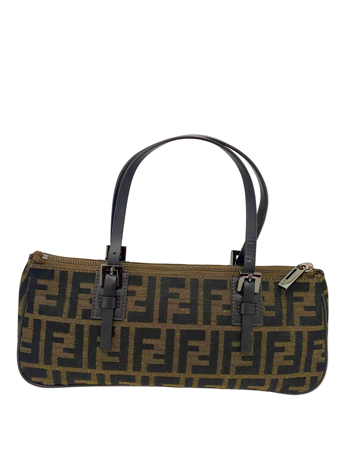 Fendi Zucchino Canvas Baguette Bag Brown / Black