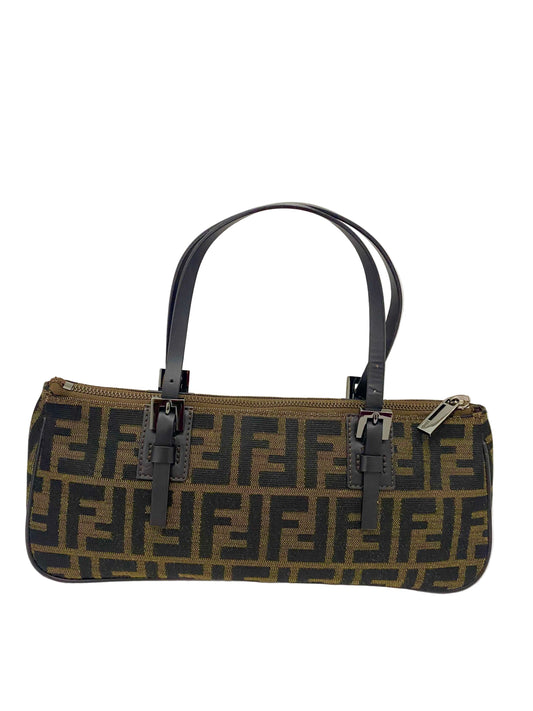 Fendi Zucchino Canvas Baguette Bag Brown / Black