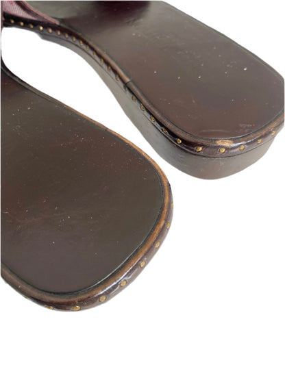 Louis Vuitton 90’s Pink Monogram Denim Wooden Clog Mules