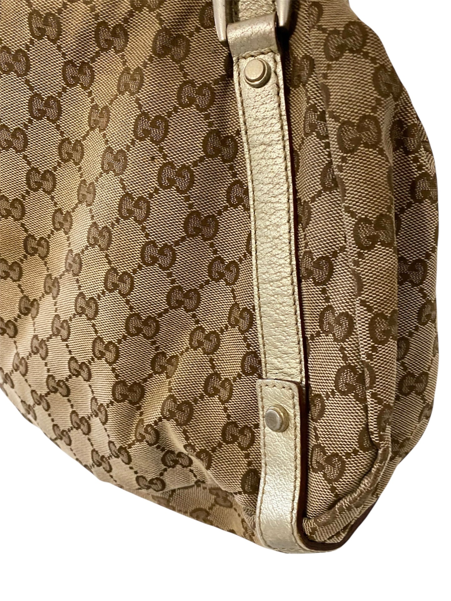 Gucci GG Canvas Brown Gold Abbey Tote Bag