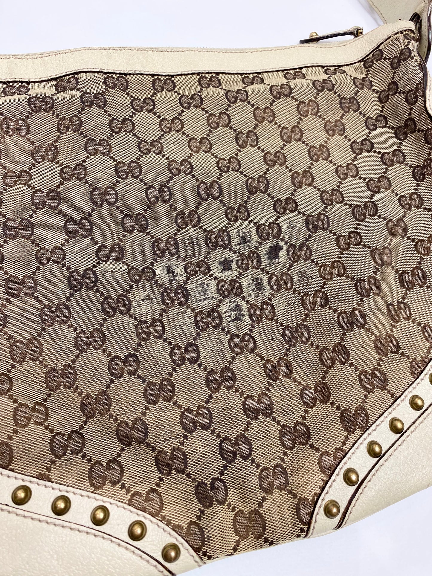 Gucci GG Canvas Pelham Studded Hobo Bag