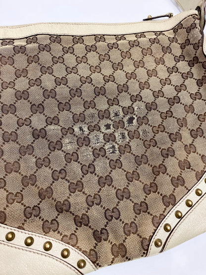 Gucci GG Canvas Pelham Studded Hobo Bag