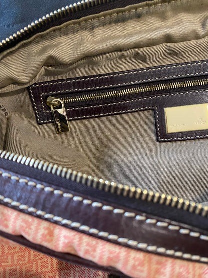 Fendi Zucchino Canvas Baguette Bag in Rose Pink