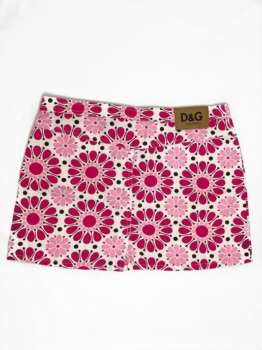 Dolce & Gabbana 00’s Pink Floral Mini Skirt