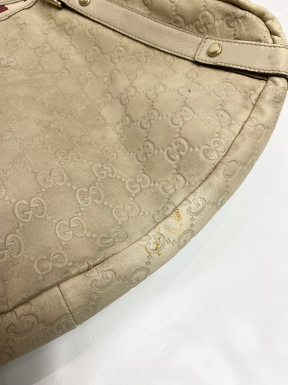 Gucci GG Canvas Cream Leather Abbey Tote Bag