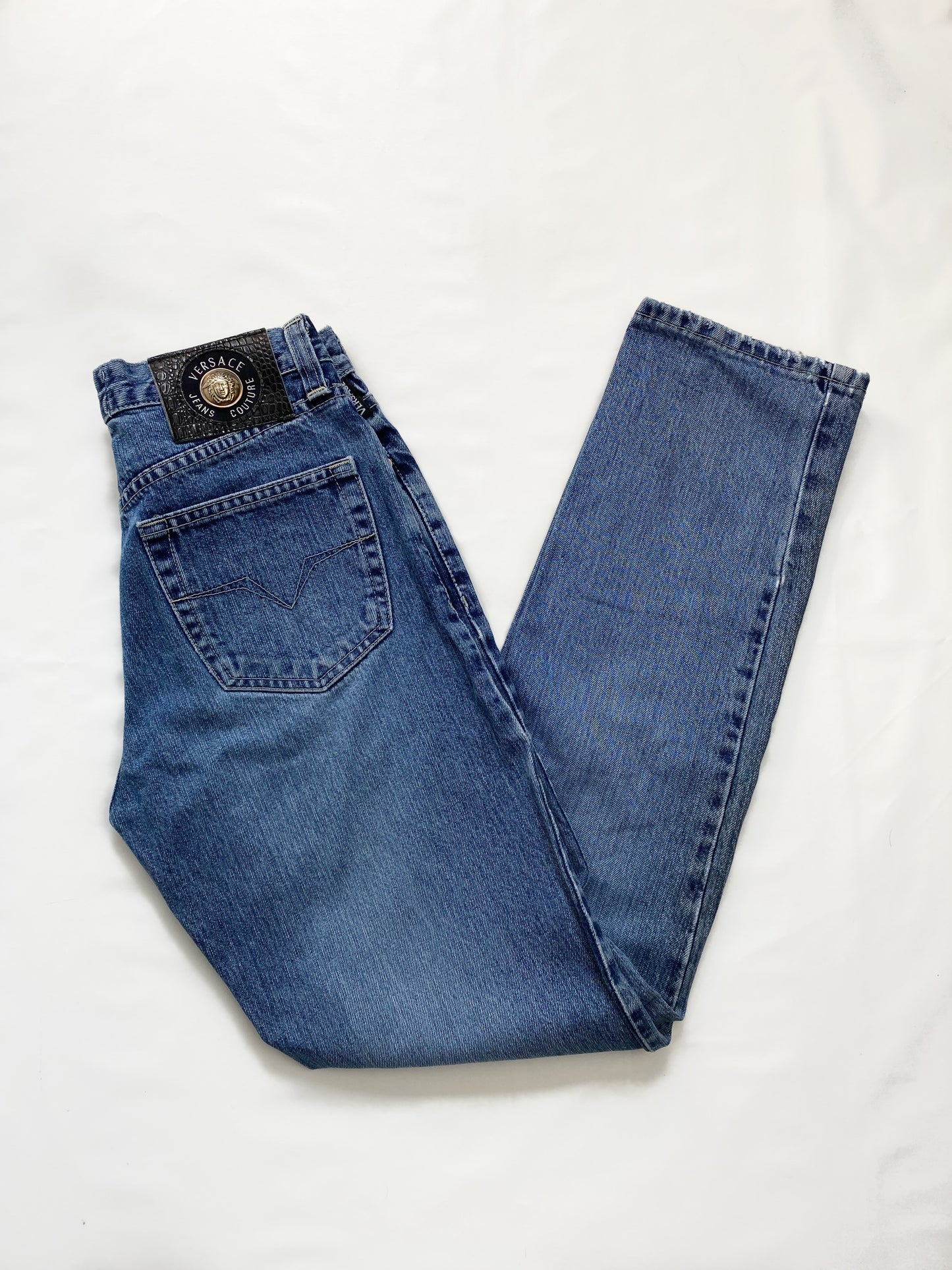 Versace Blue Denim High Rise Jeans