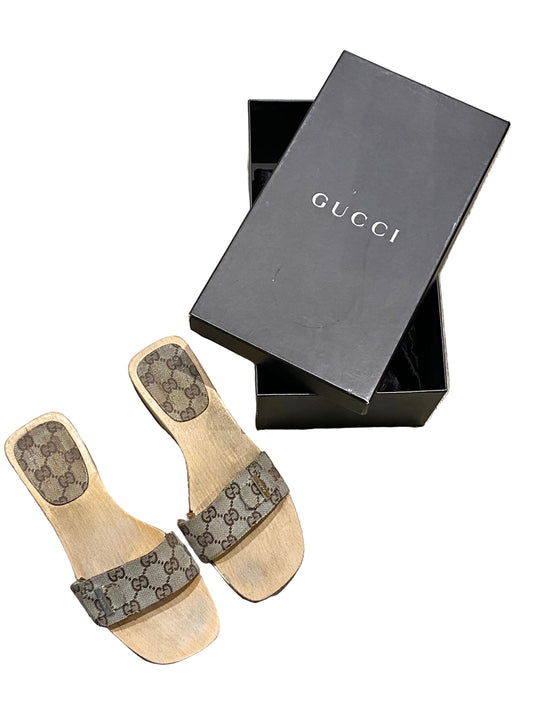 Gucci Brown GG Monogram Sandals