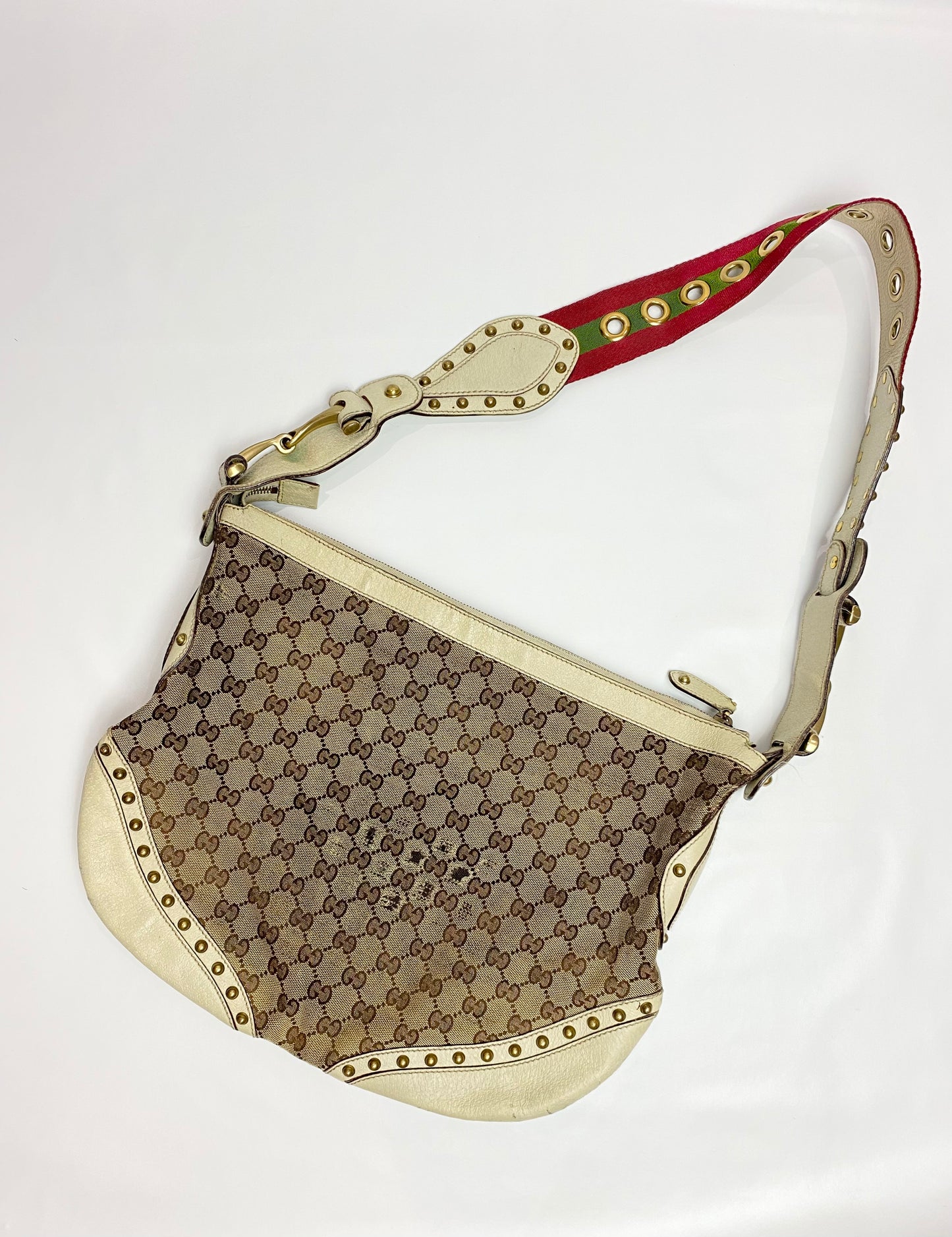 Gucci GG Canvas Pelham Studded Hobo Bag