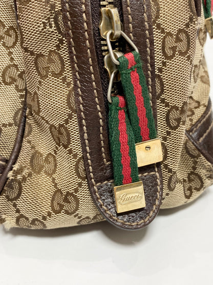 Gucci Brown Monogram Bow Sherry Line Princy Boston Meduim Bag