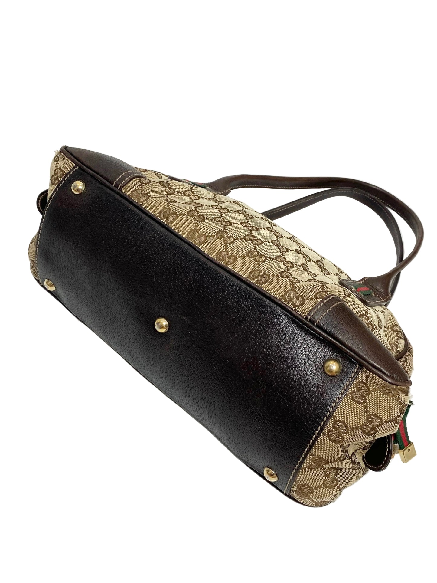 Gucci Brown Monogram Bow Sherry Line Princy Boston Meduim Bag