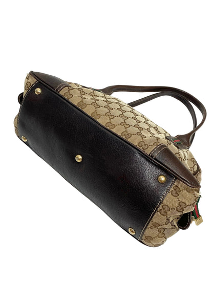 Gucci Brown Monogram Bow Sherry Line Princy Boston Meduim Bag