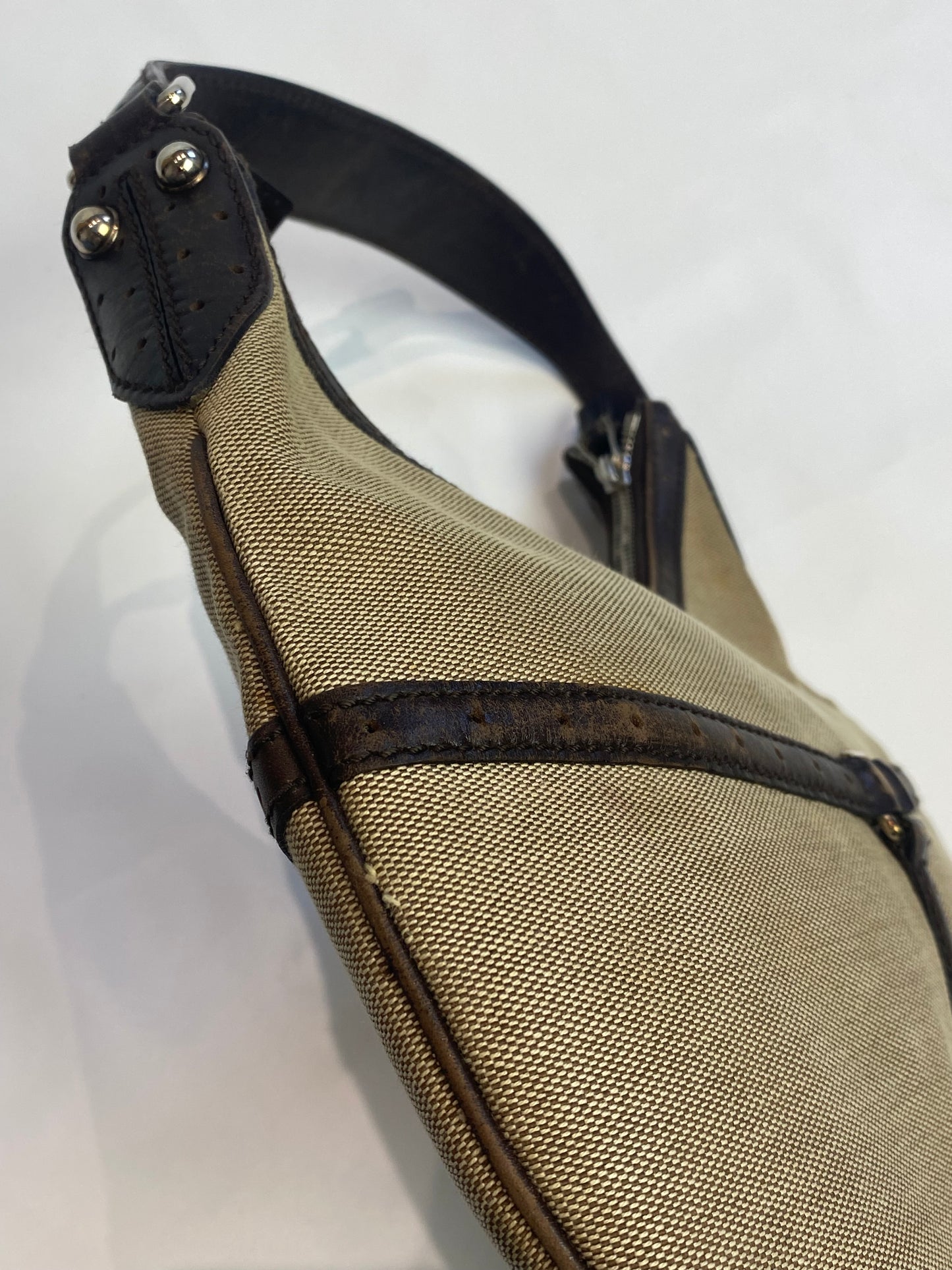 Gucci GG Reins Cream Canvas Sherry Line Shoulder Bag