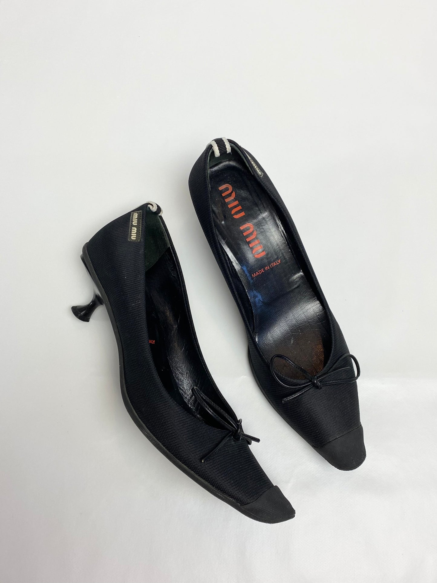 Miu Miu Black Rubber Cup Kitten Heels